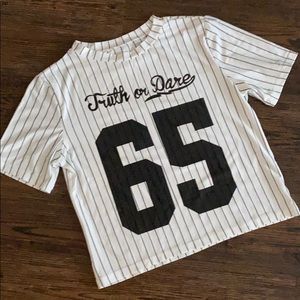 Striped soft crop tee